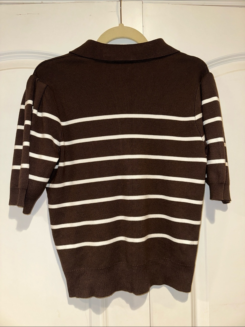 Knit Polo Sweater with White Stripes - Picture 3 of 5